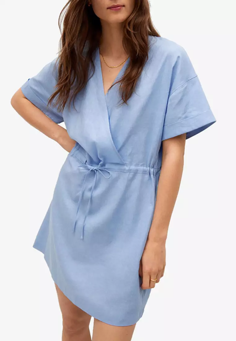 Mango blue hotsell wrap dress