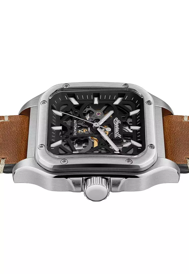 (FREE GIFT) Ingersoll The Ollie Brown Leather Analog Automatic Watch For Men INI14503 IC001GB-GWP