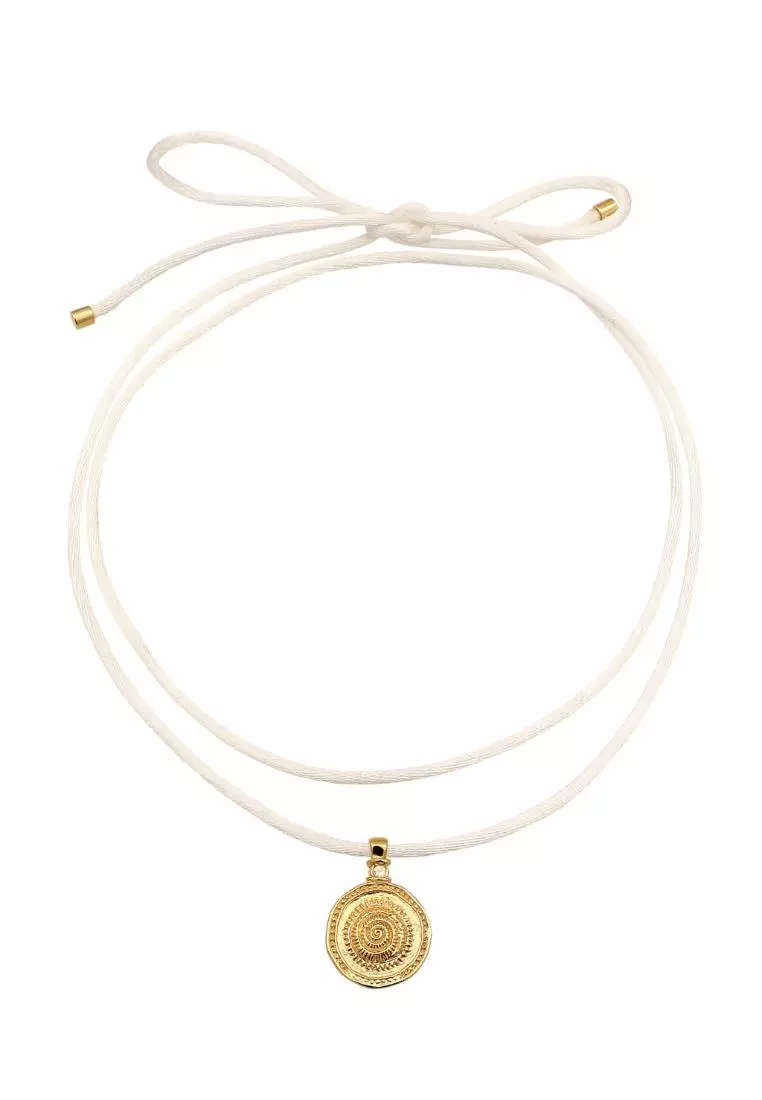 EXCLUSIVE Kalung Perhiasan Perak 925 Wanita Platelet Satin Moonstone Gold Plated