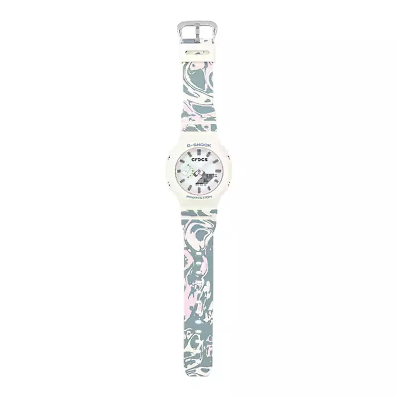 Jam Tangan Unisex Casio G-Shock X Crocs GA-2100CROCS26-7 CasiOak Echo Wave  Clog 26cm Marble Pattern Resin Band