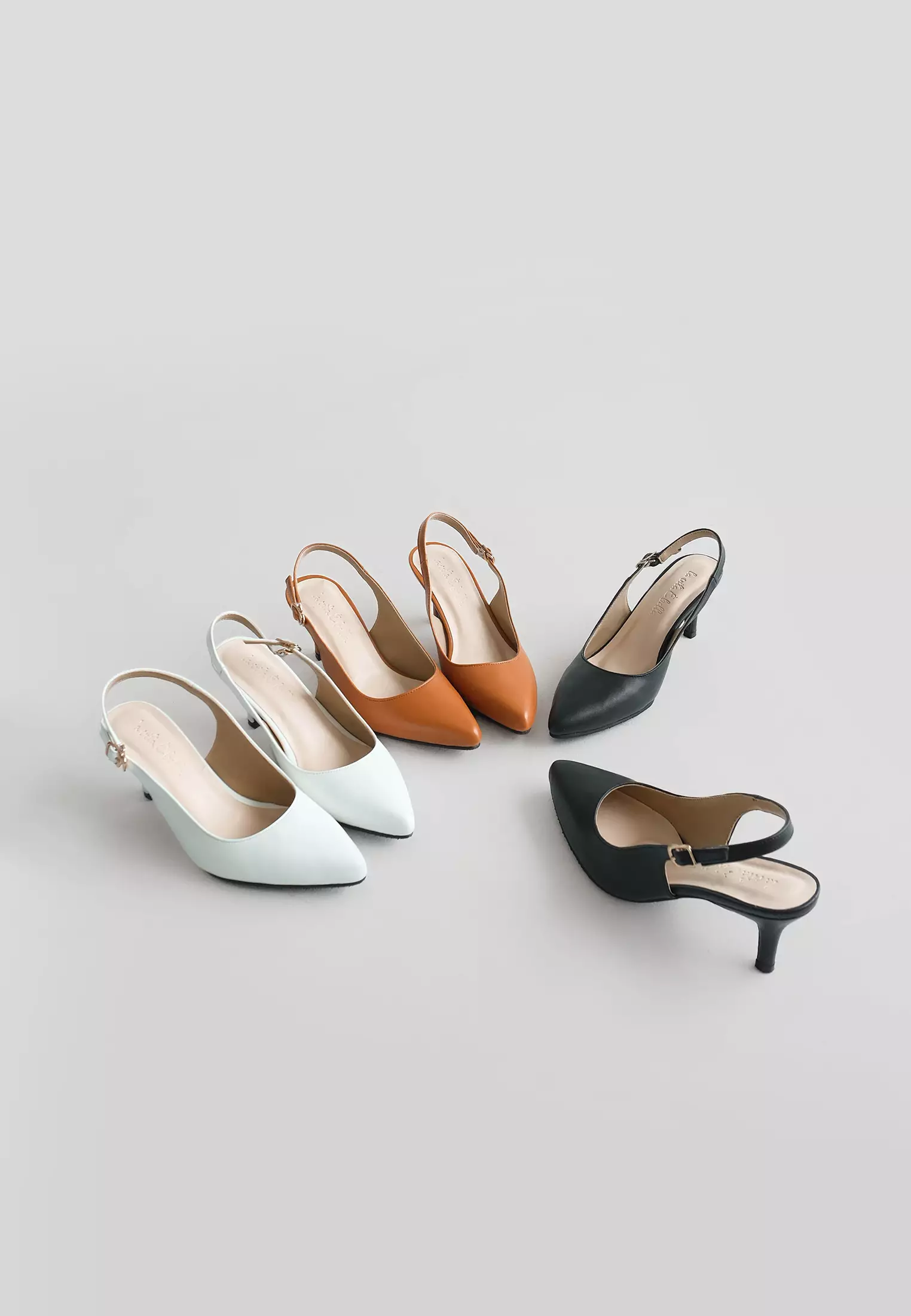 Claire Sepatu Slingback Wanita Stiletto Pointed Toe