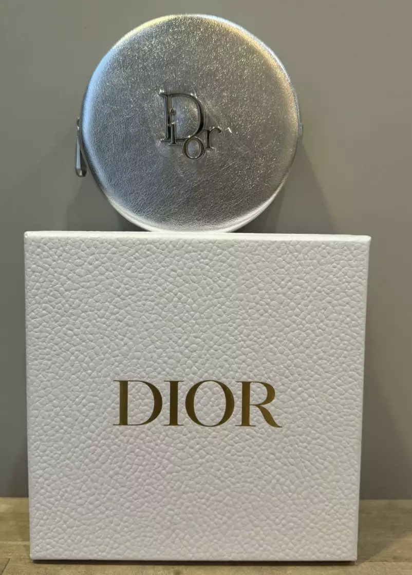 Dior Silver Round Vanity Pouch (with Dior Hardbox)