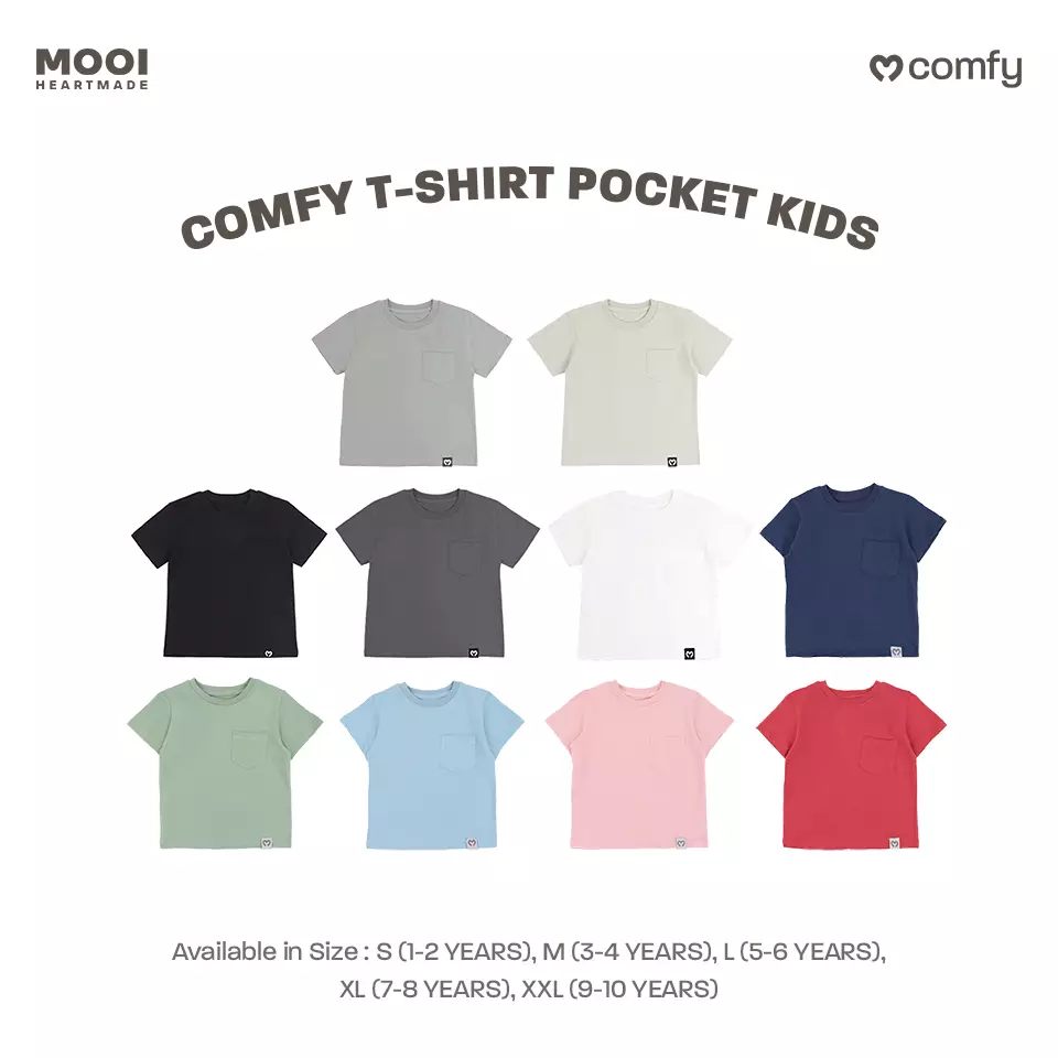 Mooi Kaos Anak Pocket Unisex Comfy T-Shirt Pocket Kids - Sky Blue