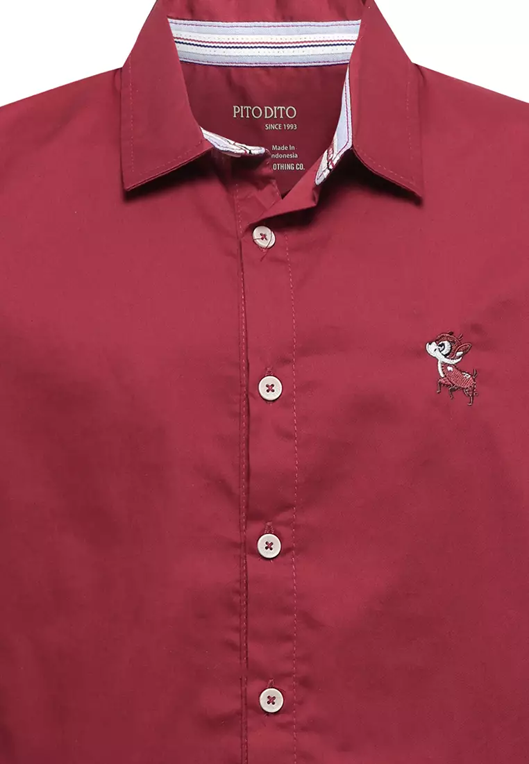 Pito Dito Boy Valencony Kemeja Pendek Anak Merah - Size 14