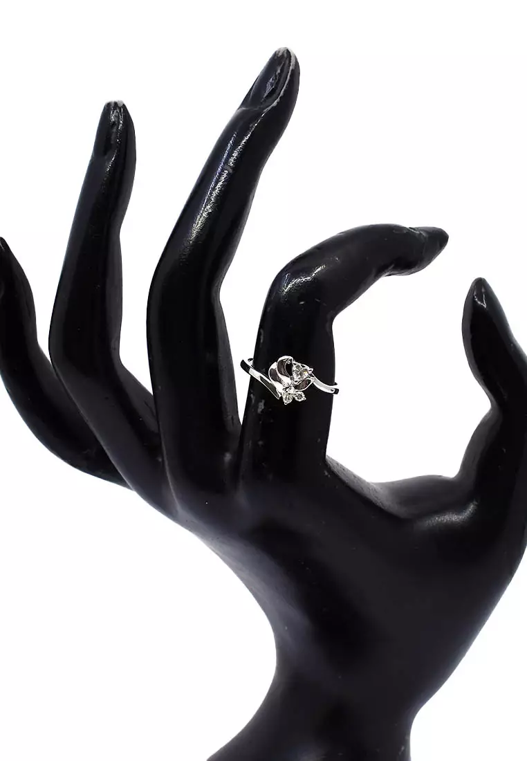 14K Locally Made White Gold Lady Ring with Diamonds