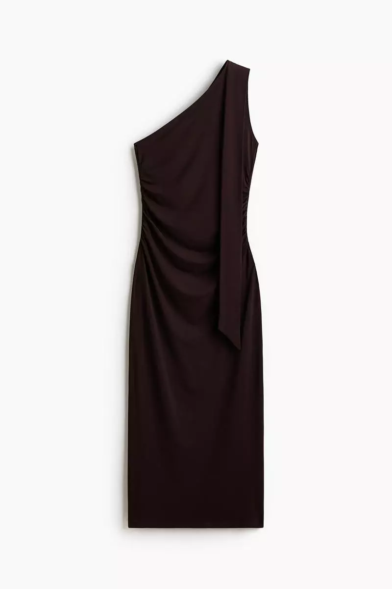 Draped one-shoulder dress