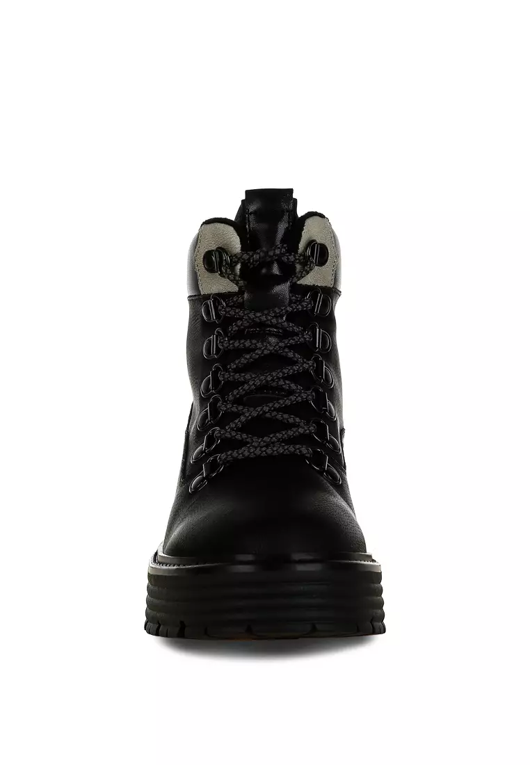 Sepatu Bot Hangat Tebal Bertali Warna Hitam