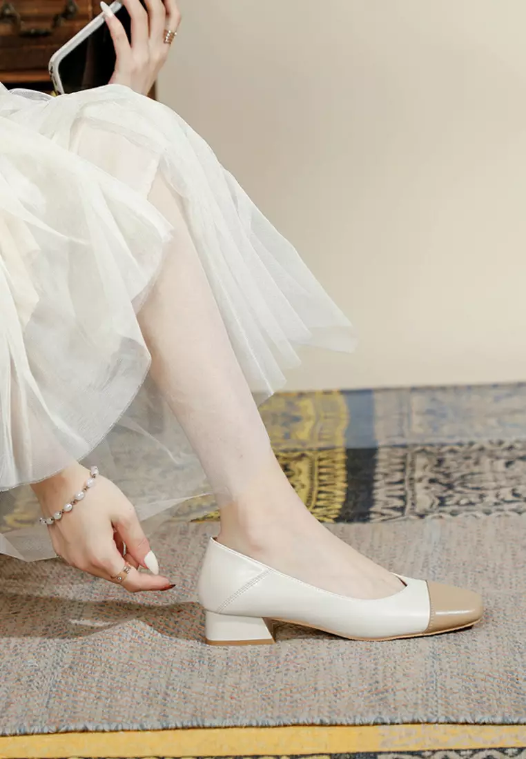 3CM Color Matching Leather Pumps TE52061-6