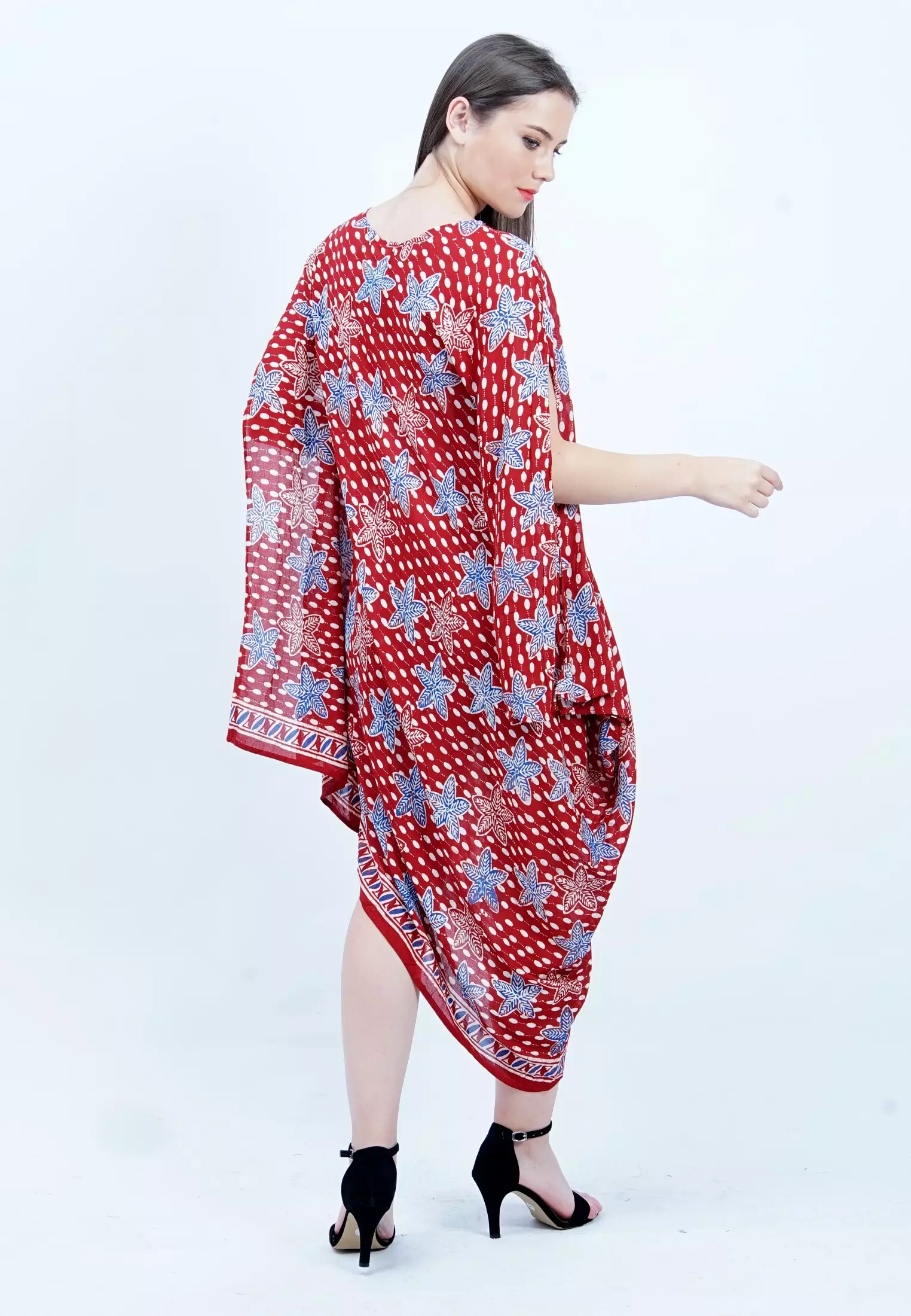 Kaftan Muslim Atasan Wanita Short Sleeve Redia Raya Red