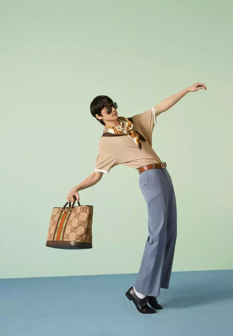 Gucci Jumbo GG Medium Tote Bag Camel Ebony