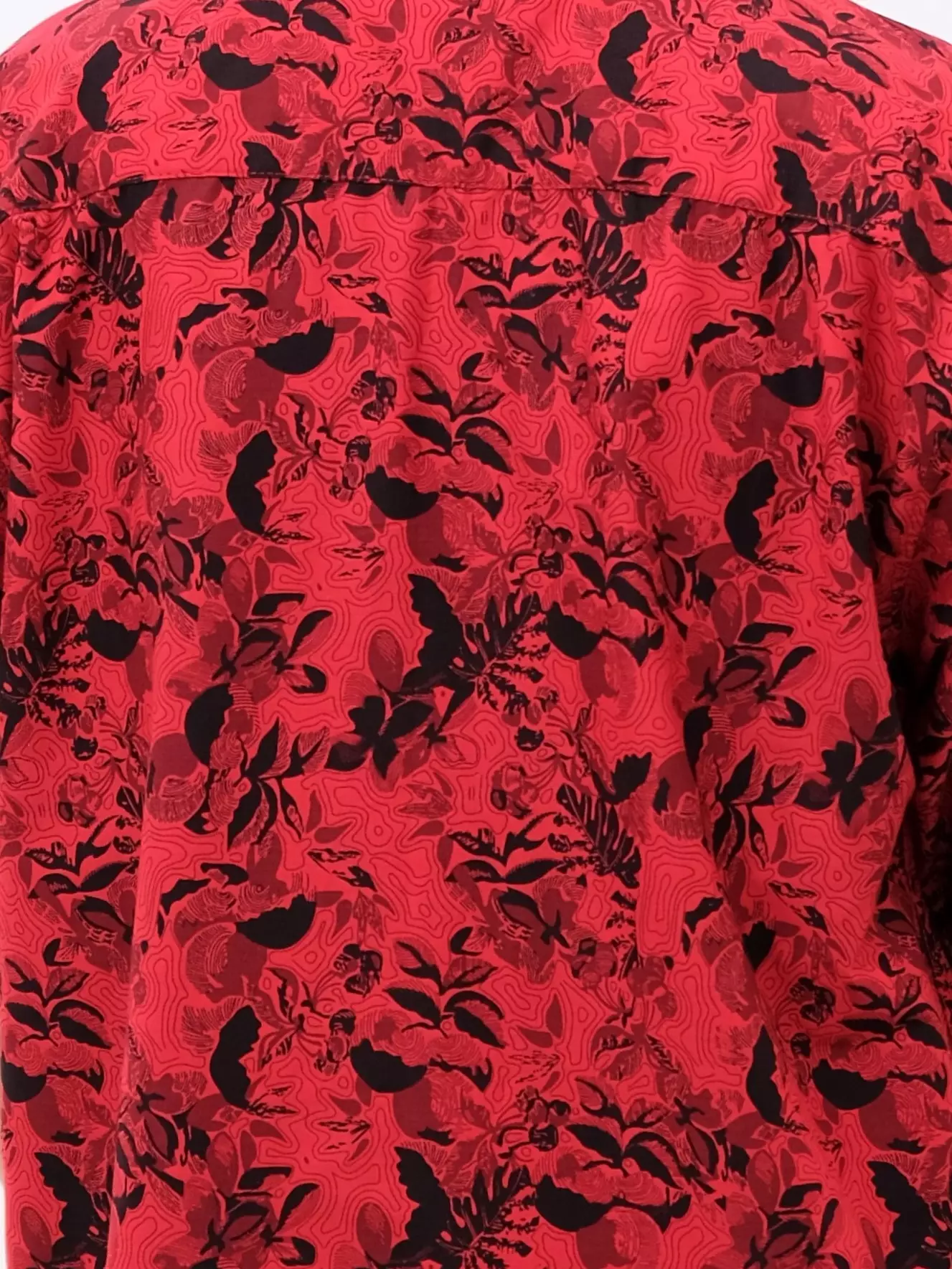 Andre Michel Kemeja Lengan Pendek Merah Motif Daun Abstrak 16767