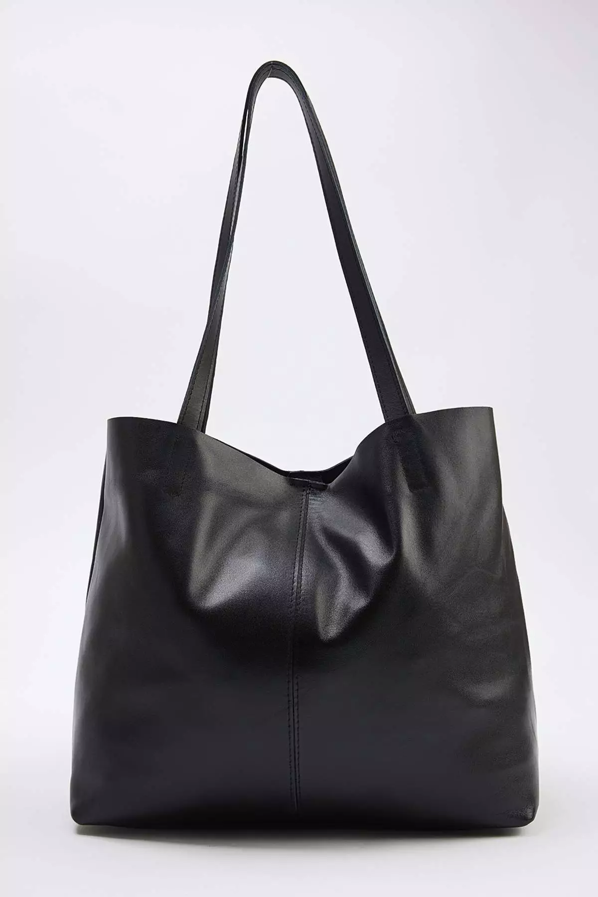 Black Leather Women'S Maxi Shoulder Bag Takaw26Oc00041
