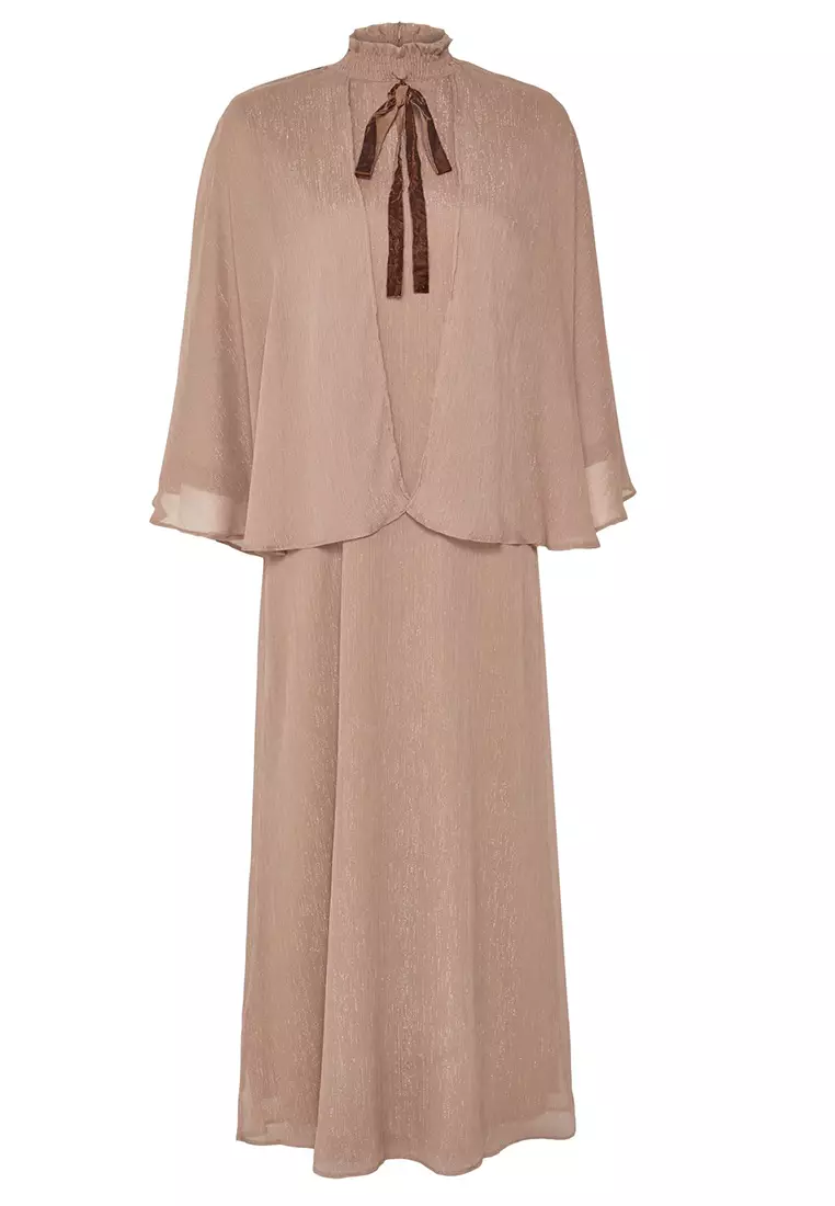 X Ai Mink Cape Ribbon Detail Dress Tctaw25Eb00126