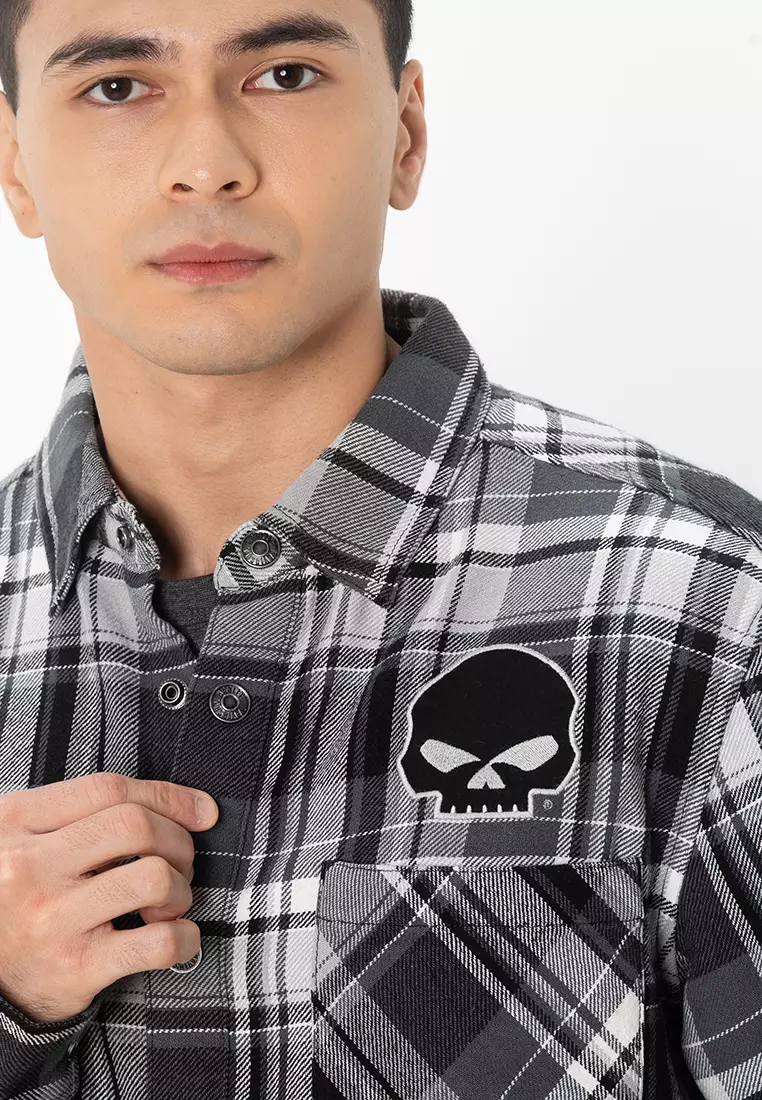 Harley-Davidson® Willie G™ Skull Plaid Long Sleeve Shirt
