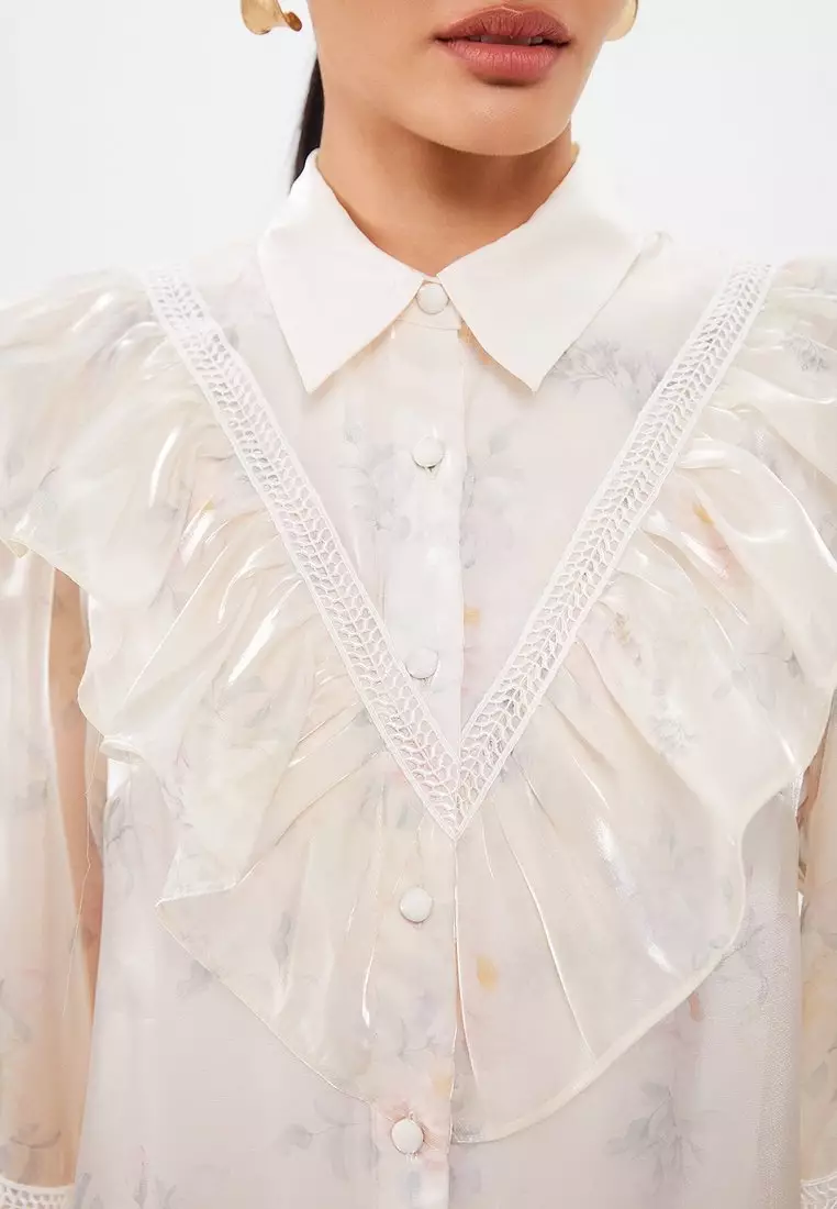 Floral Print Ruffle Blouse - Multi