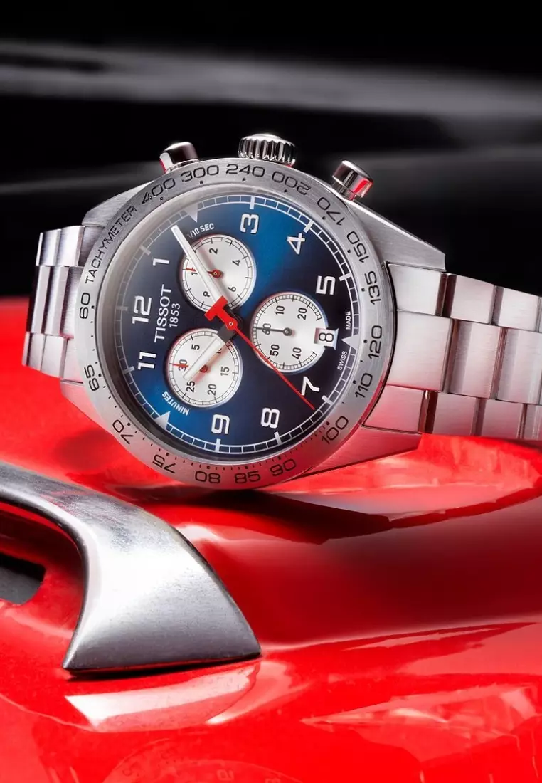 Tissot PRS 516 45mm Chronograph Blue Dial Stainless Steel Band Quartz Watch T1316171104200