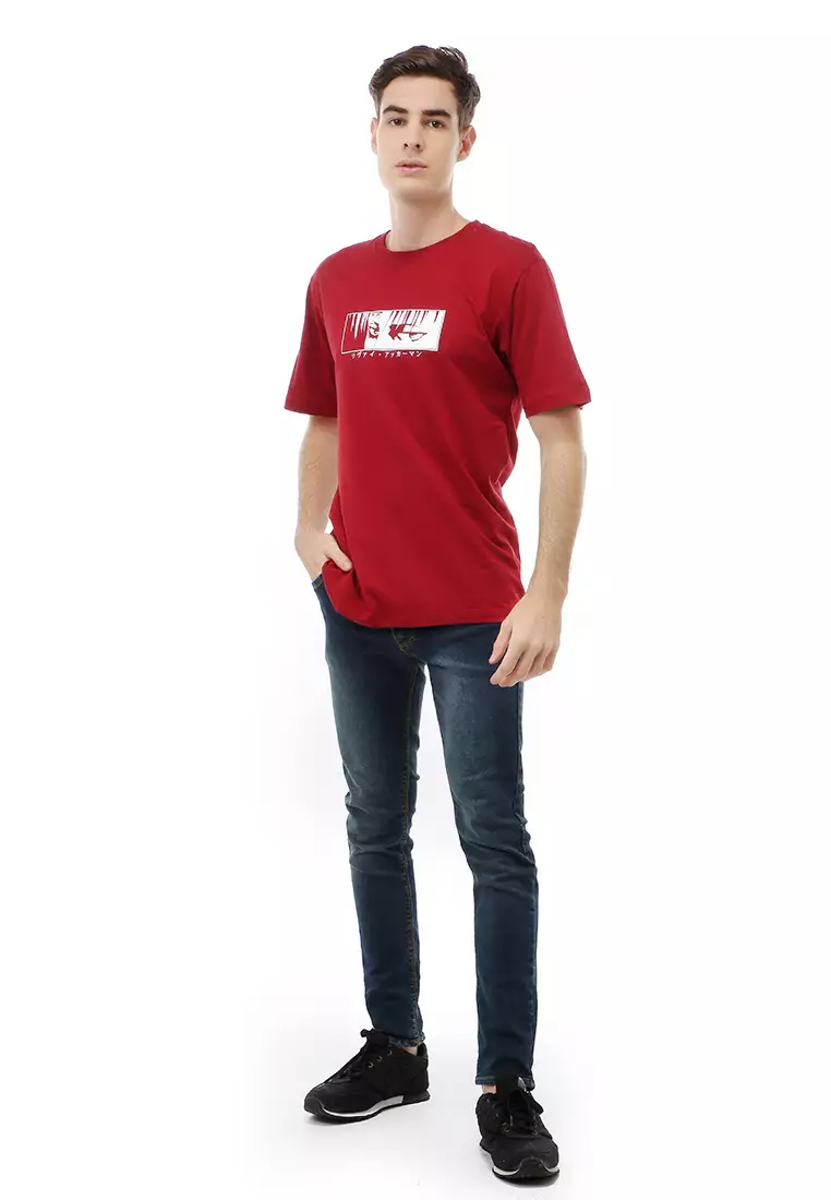 Jack T-Shirt Atasan Kasual Kaos Pria Anime Short Sleeve Material Cotton ORIGINAL - Maroon