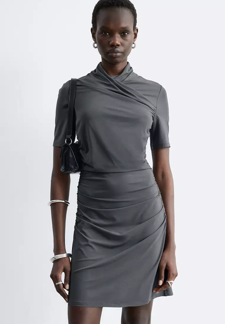 Draped Wrap Mini Dress