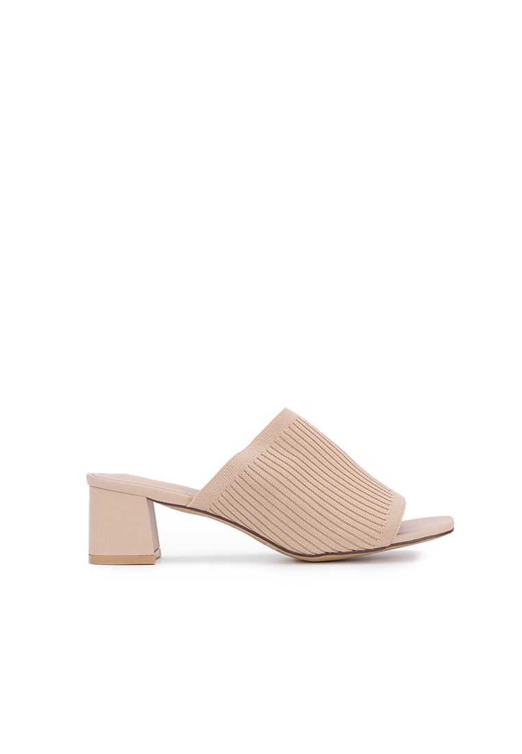 KNIT CHUNKY HEELED SLIDE