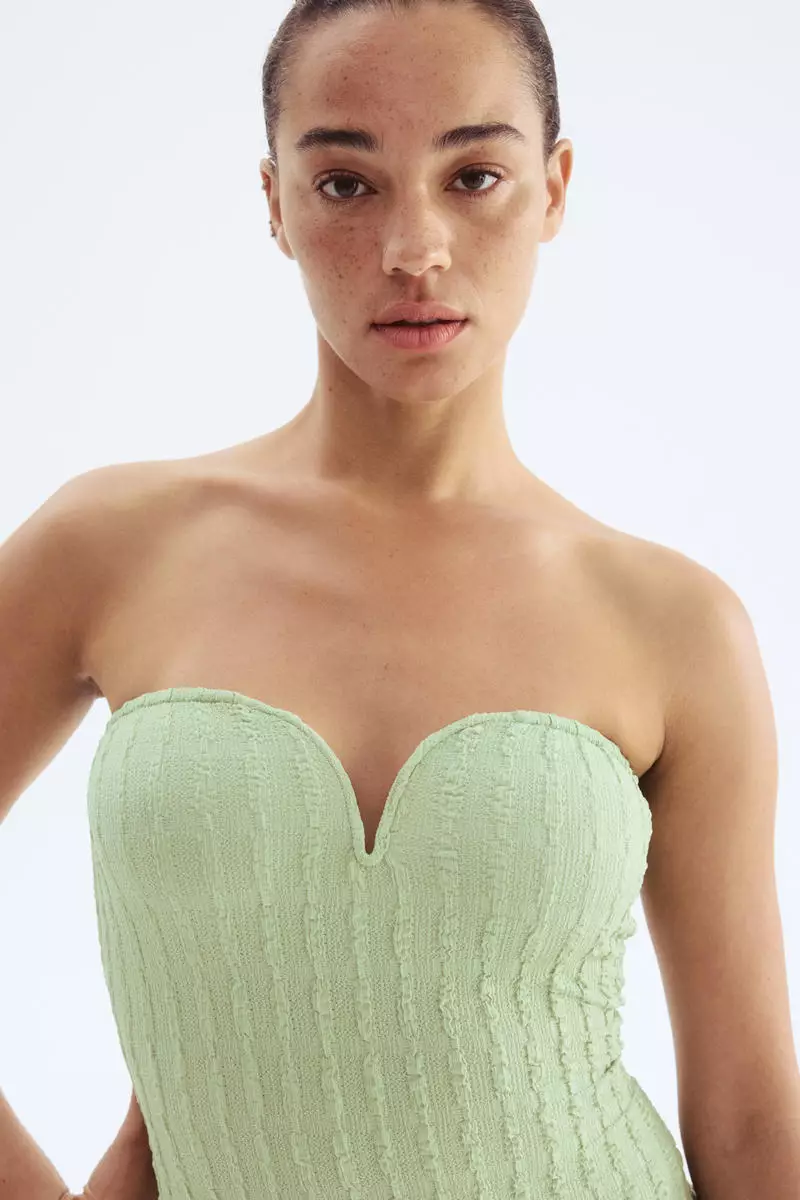Textured jersey bandeau dress