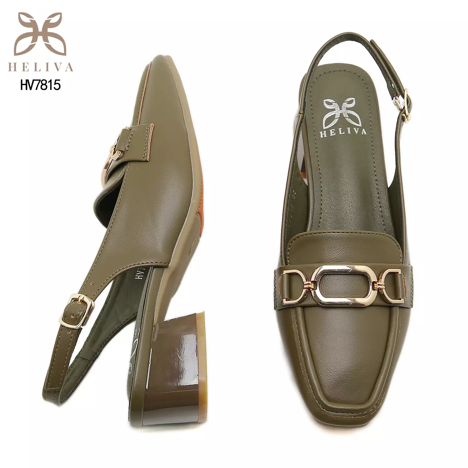 Heliva Enel Modern Loafer-Inspired Heels with Slingback Design & Iconic Bit Ornament HV7815