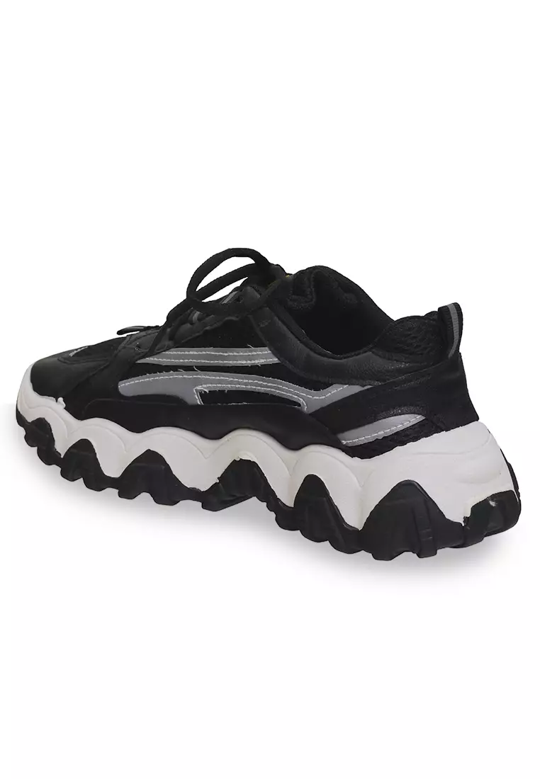 Anando Sepatu Sneakers Sport Tali Pria Desain Ringan Casual Shoes Material Mesh ORIGINAL - Black