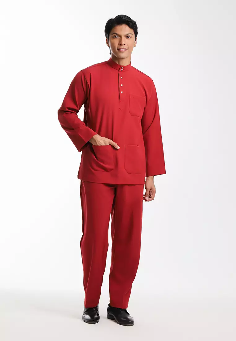 Alain Delon Baju Melayu Cekak Musang Dewasa - 19026001-75Red