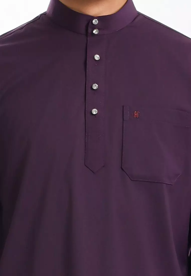 Forest x Hatta Dolmat Baju Melayu Cekak Musang Dewasa - BM24104-70DkPurple