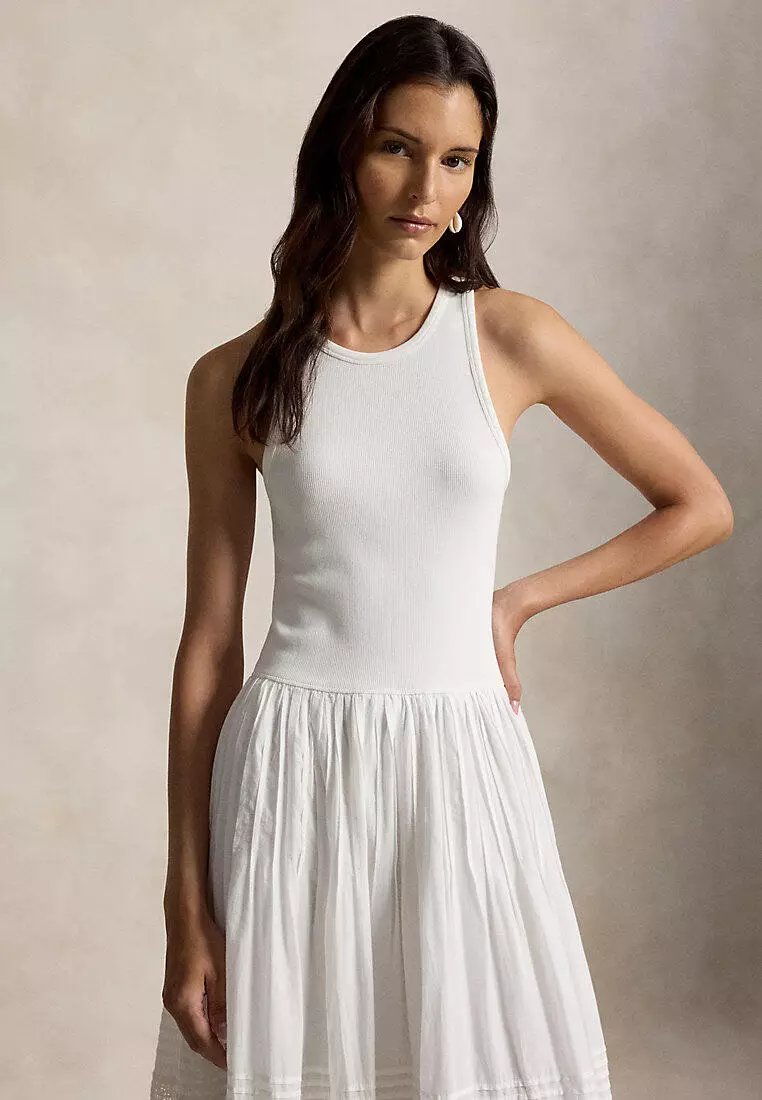 white lace trapeze dress White Eyelet Rose Trapeze Mini Dress main image 1