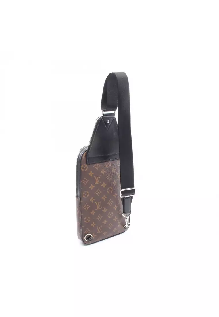 Pre-Loved Louis Vuitton avenue sling bag monogram macassar body bag PVC leather Brown black