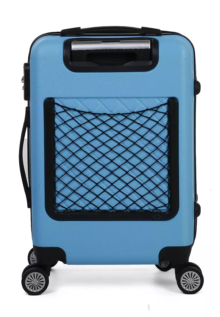 Carlton Koper Hardcase Desain Hexagon Size 20 Inch Suitcase Unisex with Rear Compartment Rubber Slot Material ABS+PVC Coated ORIGINAL - Light Blue
