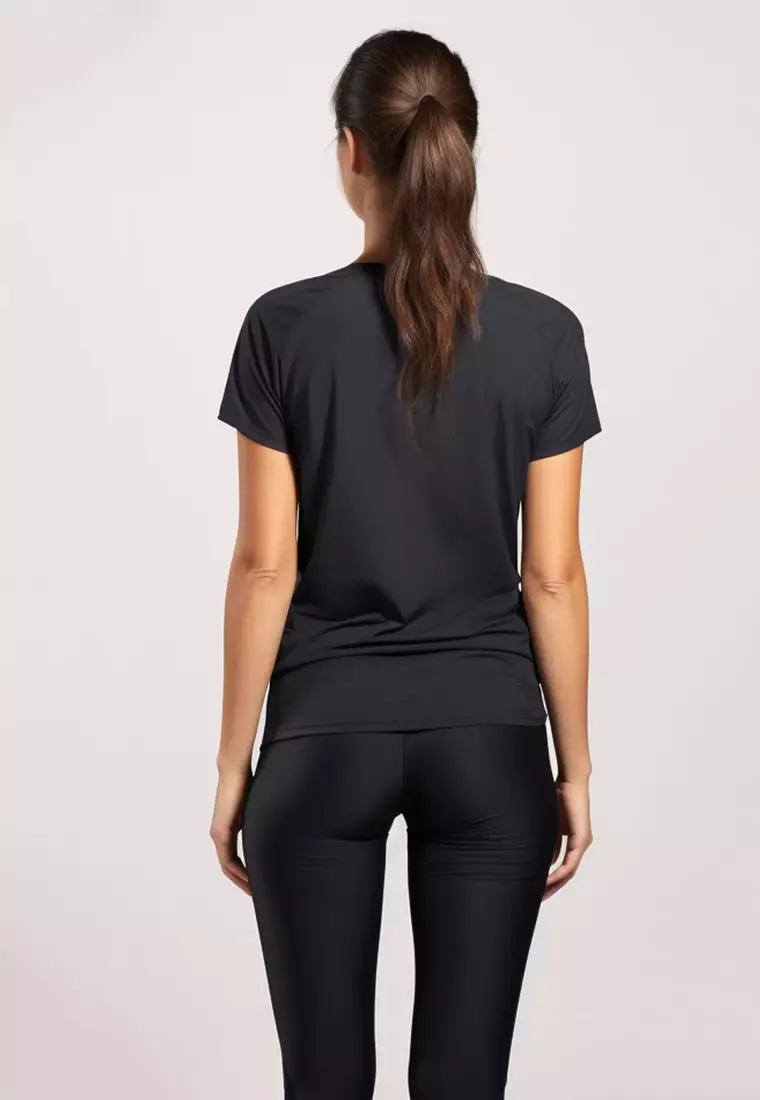 LSB85 kaos olahraga wanita tangan pendek lengan pendek lari running jogging td running circle hitam