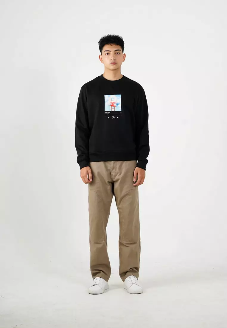 Greenlight Men's Jacket Crewneck Sweatshirt Regular Fit Fleece Sky Playlist OL-C070425