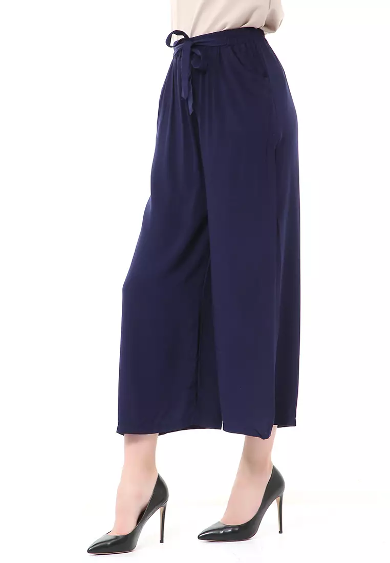 Stella Celana Panjang Casual Wanita Kulot Loose Pants Homewear Material Rayon ORIGINAL - Navy