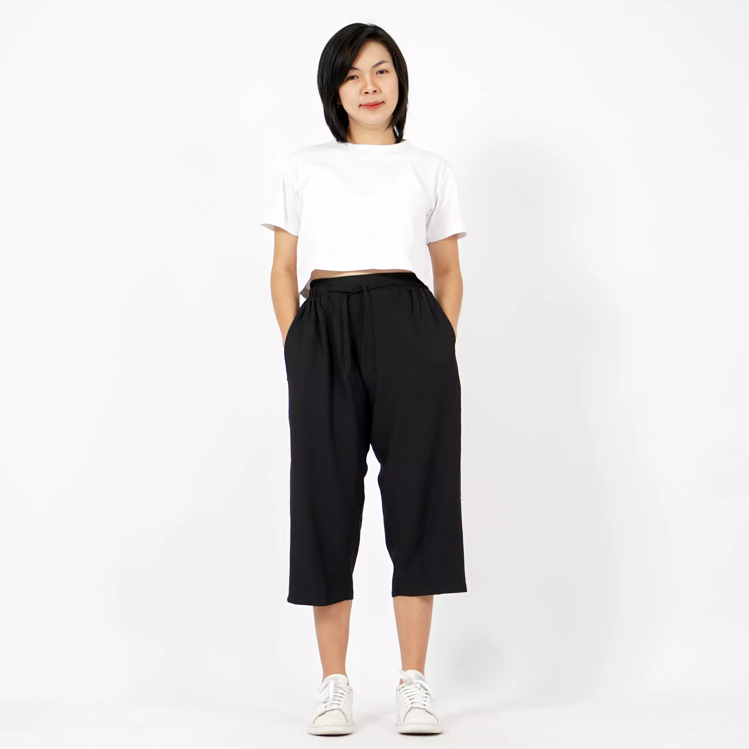 CELINE Celana Kulot 3/4 Highwaist Cullote Pants Celana Casual - Hitam