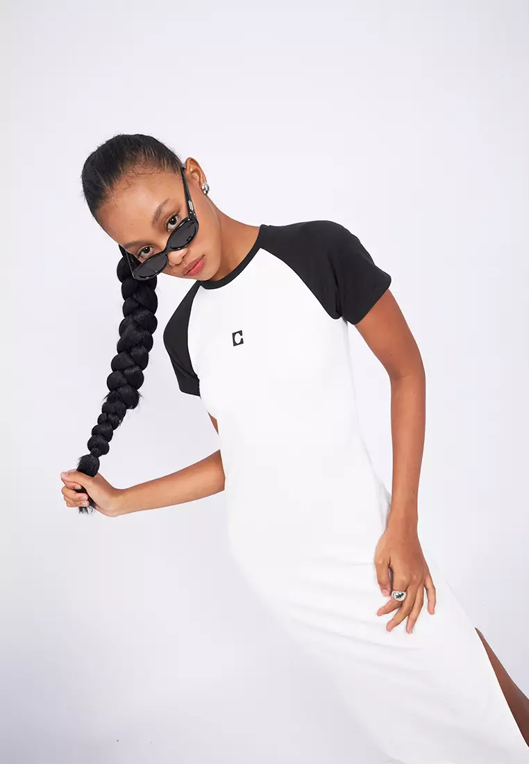 Raglan Short Sleeve Midi Dress