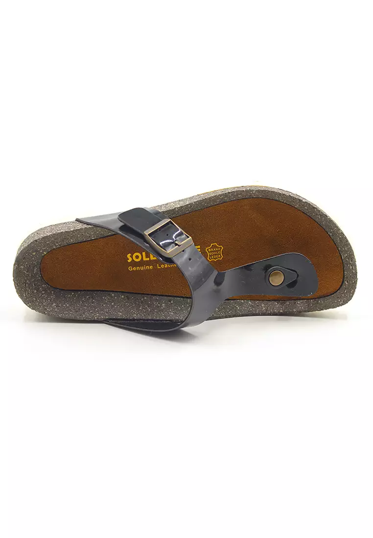 Rome - Glossy Black Sandals & Flip Flops & Slipper