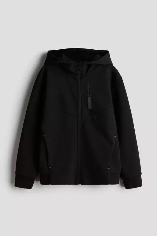 Heavy jersey zip-through hoodie