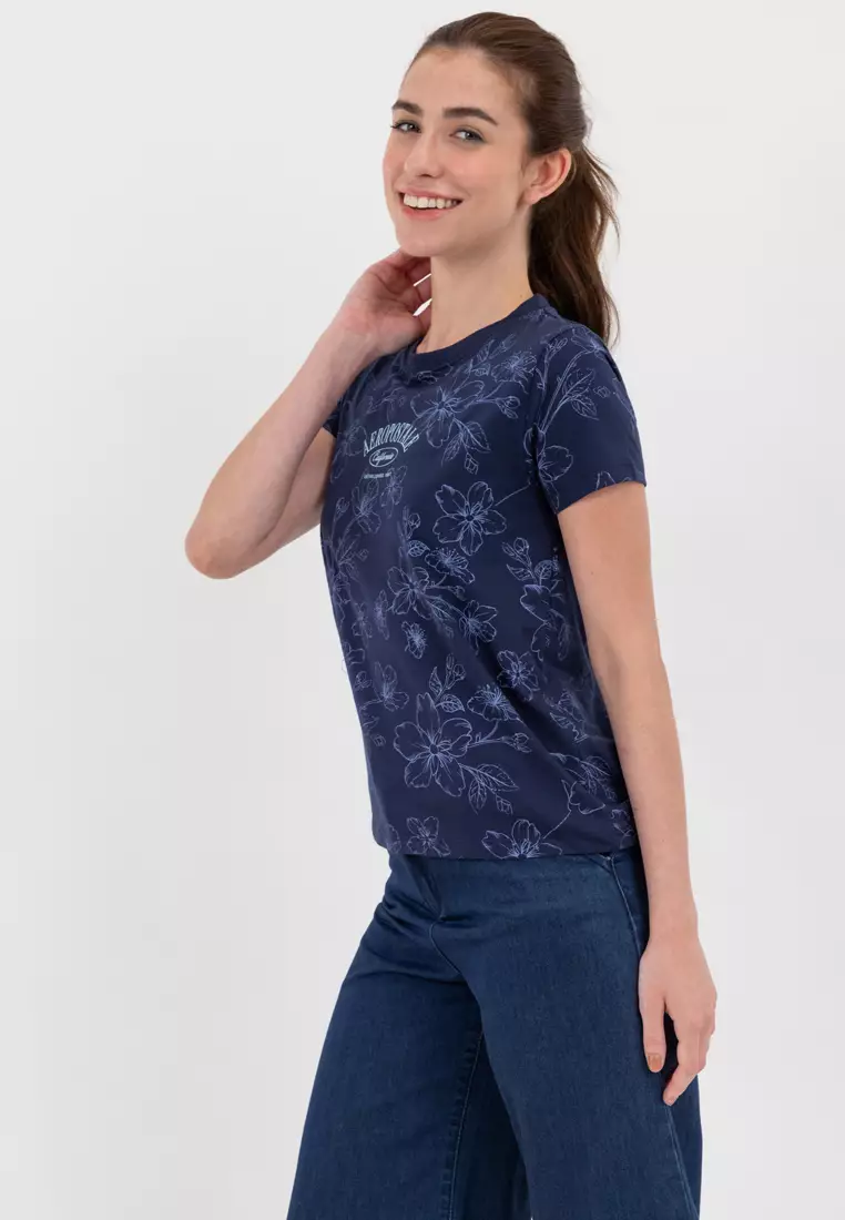 Online Exclusive Ladies All Over Print Tee Blue