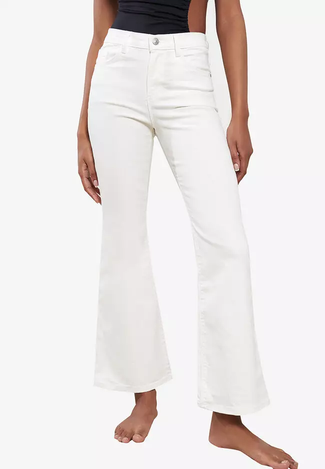 White high on sale rise flare jeans