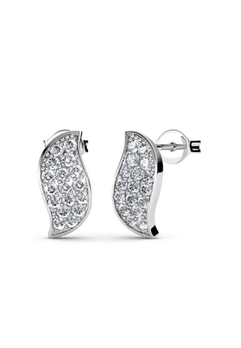 Her Jewellery silver Leafy Earrings (White Gold) - Made with premium grade crystals from Austria HE210AC17HIOSG_1