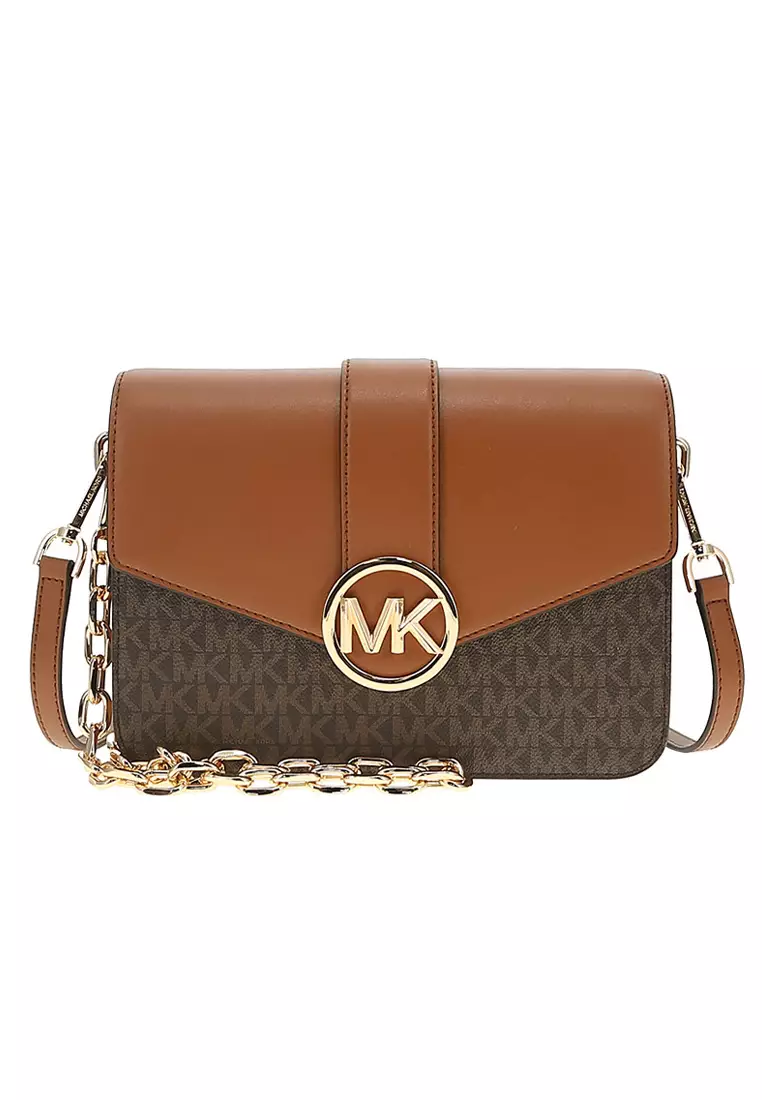 Michael kors brown pvc online monogram convertible shoulder bag