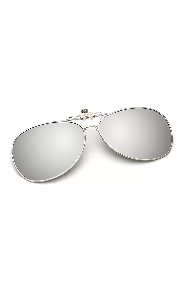Aviator Full Rim Polarized UV400 Flip-Up Clip On Sunglasses