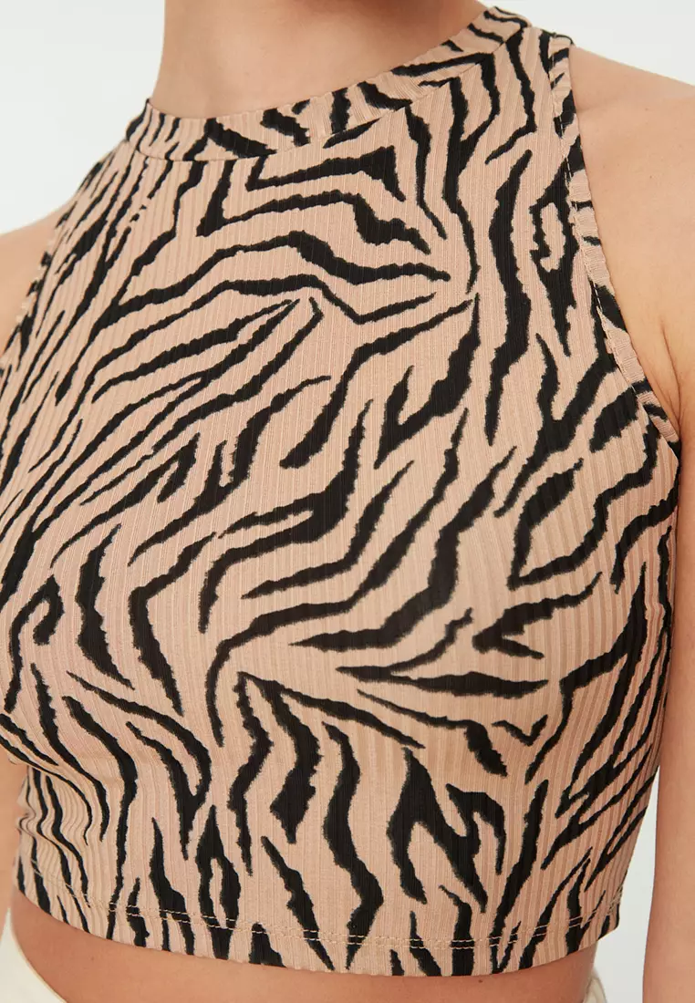 Print Fitted Crop Top