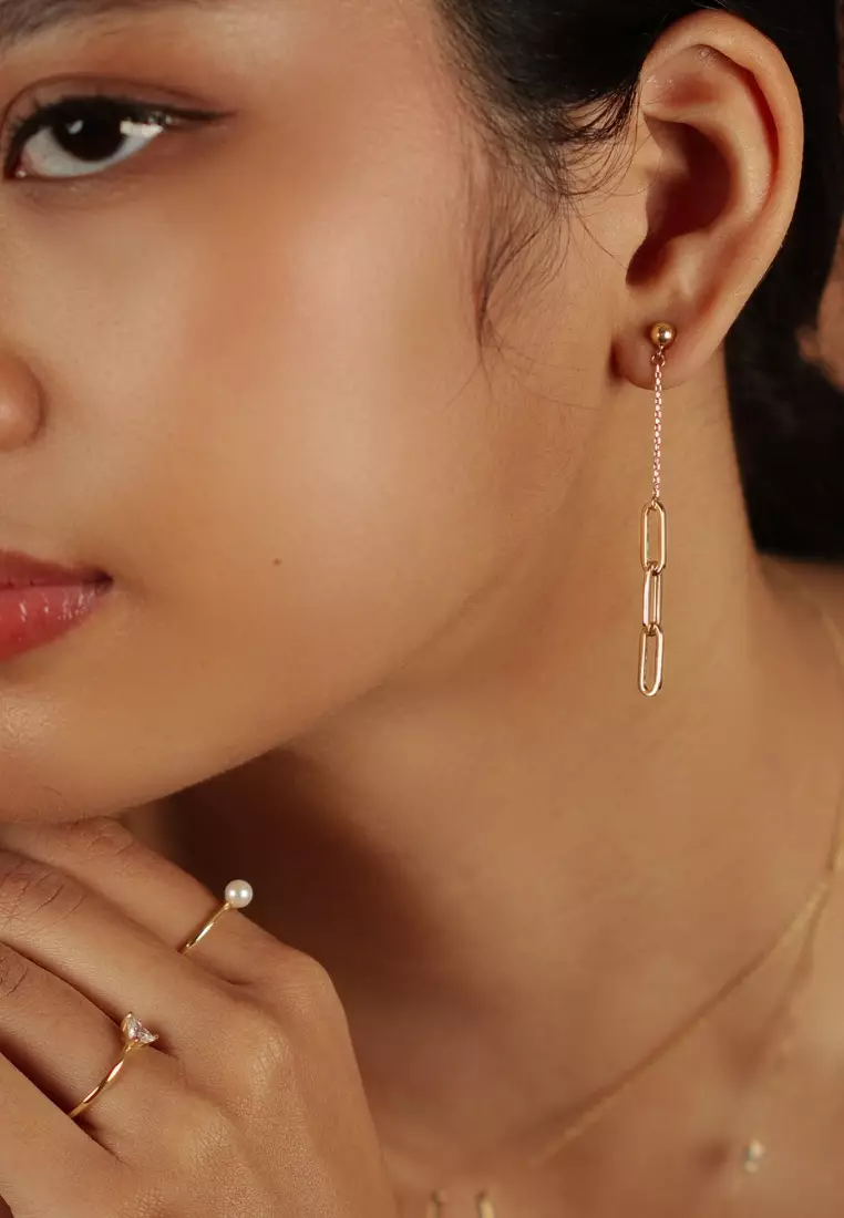 Paperclip Chain Drop Earrings 18k Gold