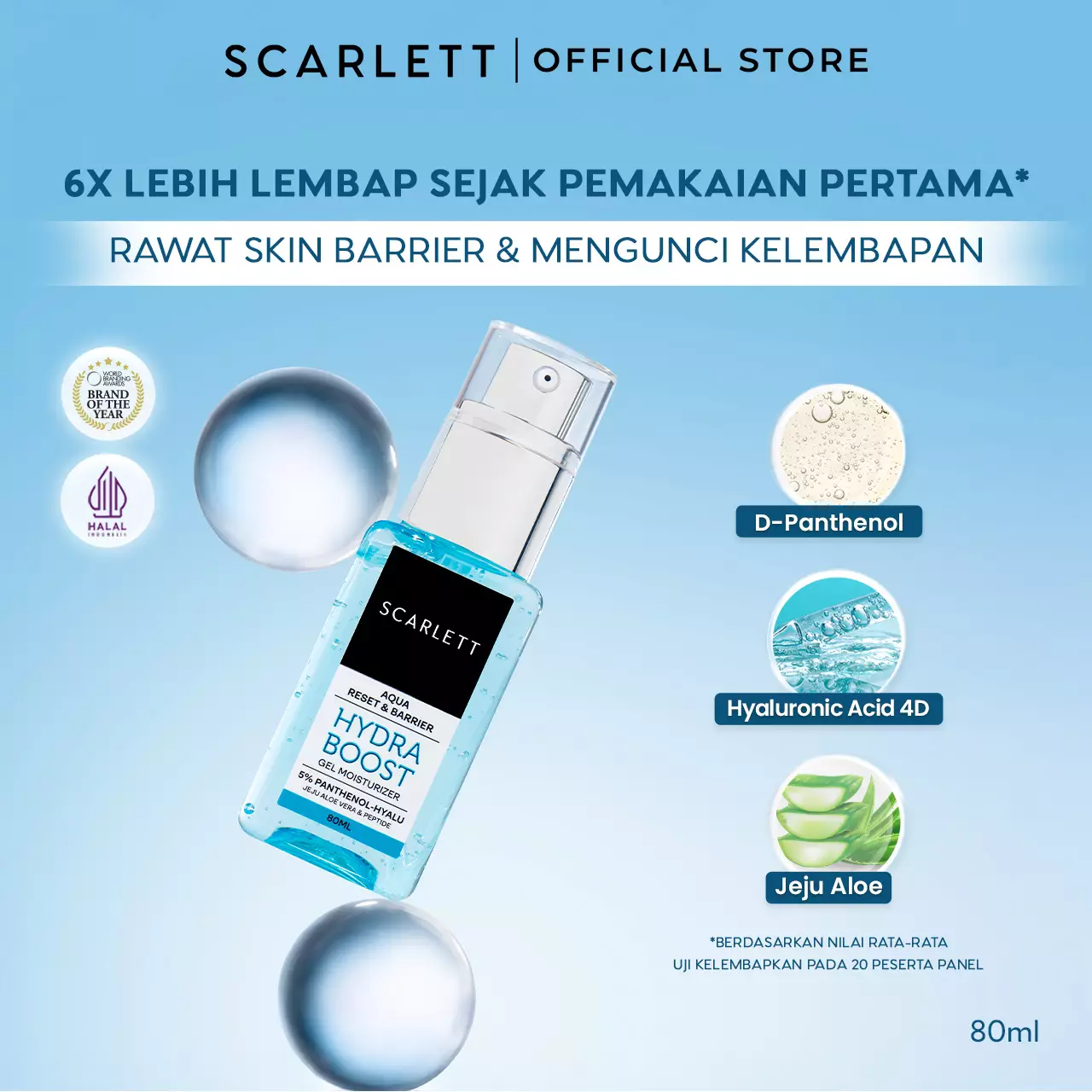 Scarlett Whitening Aqua Reset & Barrier Hydra Boost Gel Moisturizer 5% Panthenol-Hyalu