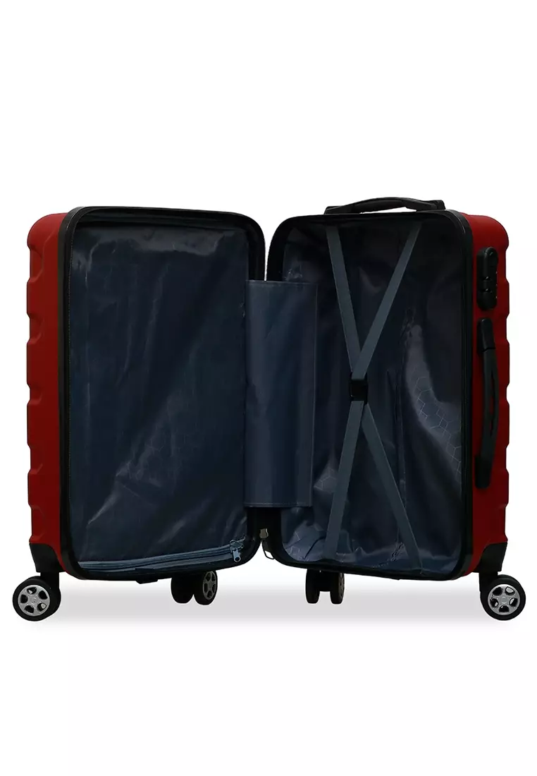 Carlton Koper Hardcase Unisex Size 20 Inch Tas Travel Combination Lock Large Compartment Material ABS+PVC Coated ORIGINAL - Maroon