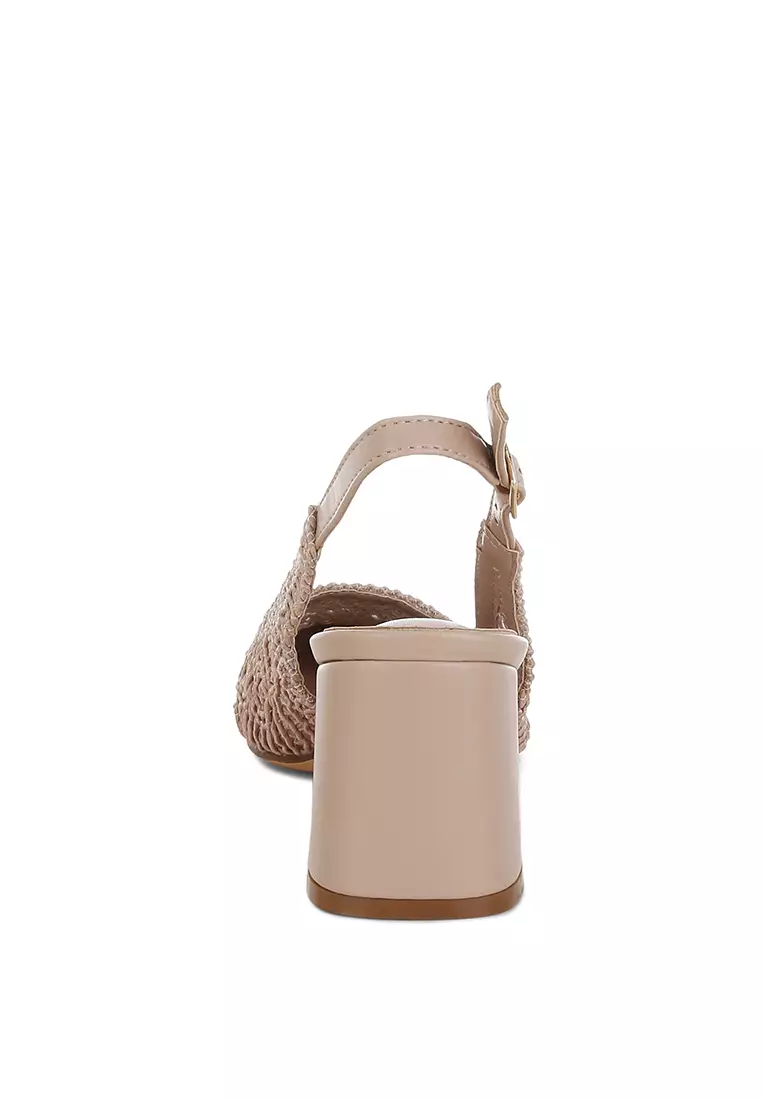Woven Design Slingback Sandals in Pink