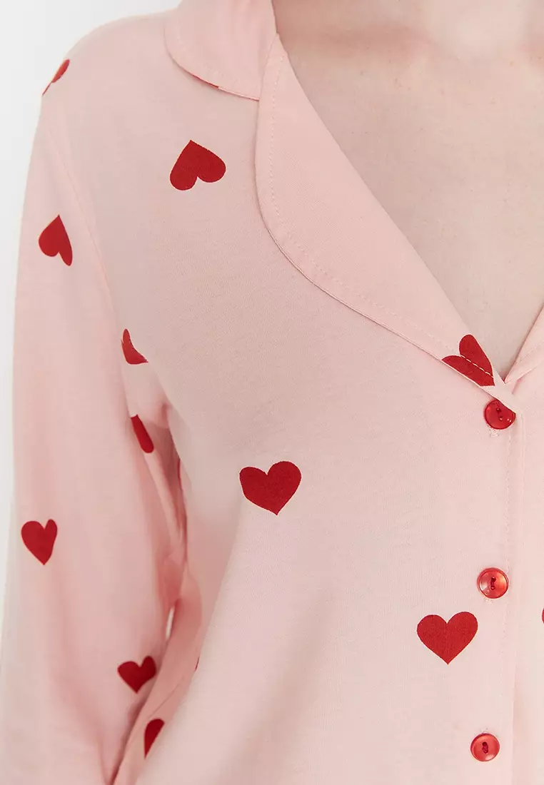 Heart Printed Pajamas Set
