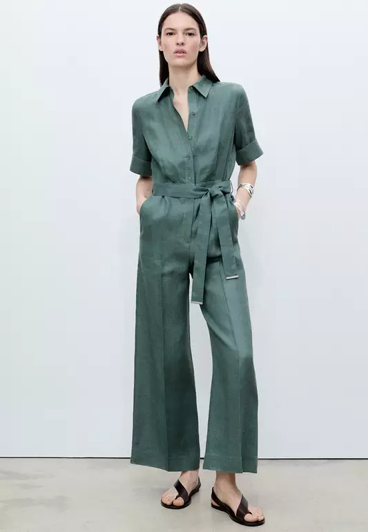 Linen Shirt Jumpsuit